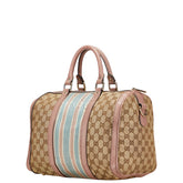 グッチ GGキャンバス ハンドバッグ 247205 ベージュ ピンク ブルー キャンバス レザー レディース GUCCI 【中古】